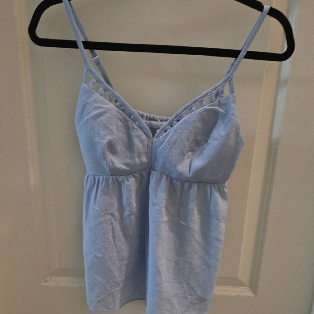 Candie's Blue Satin Camisole with Elegant Lace
